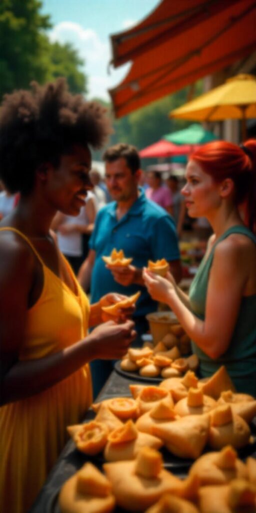 Mamou'ssa femme qui mange des samoussas